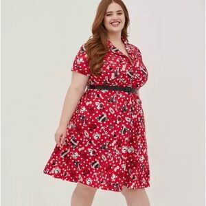 Torrid Retro Chic Red and White Patterned Midi Dress Size 16